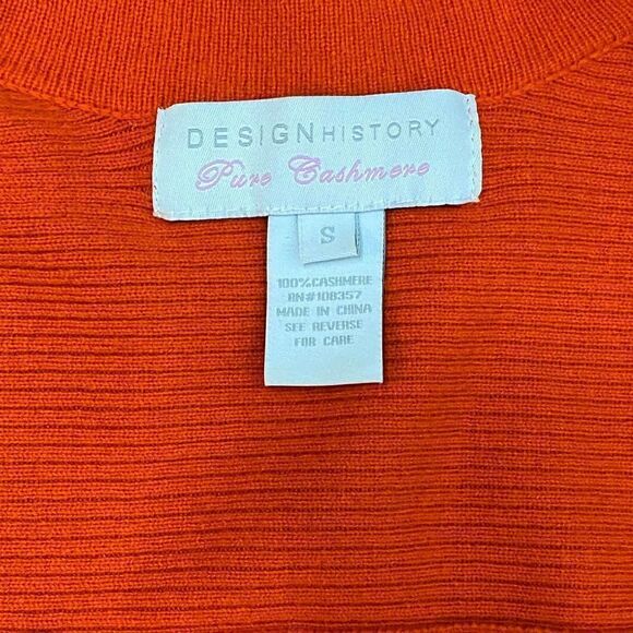 Design History Pure Cashmere Button Front Long‎ Cardigan In Orange Size S - Picture 9 of 12